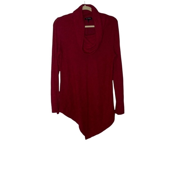 A.BYER red cowl neckline top. Asymmetrical hemline. Size M - Picture 1 of 9